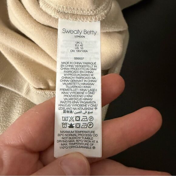 Sweaty Betty Sweatshirt Womens Sz 10 Beige Fleece Plush Long Sleeve Pullover - Picture 8 of 10